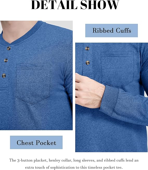 Woenzaia Men's Henley Shirts