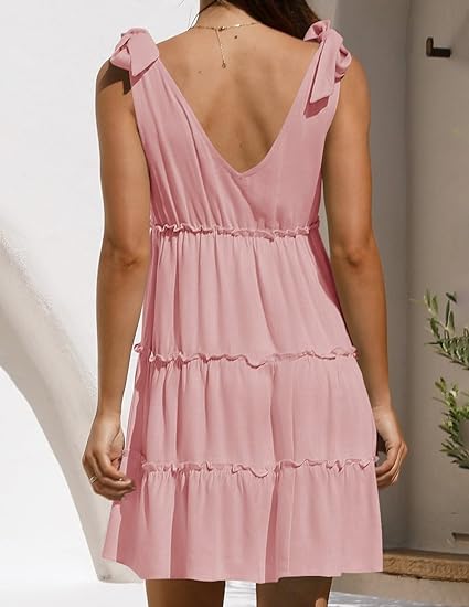 MODARANI Womens V Neck Sleeveless Mini Dress