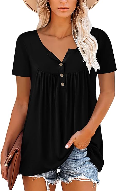 Mystry Zone Womens Henley V Neck Casual Blouse
