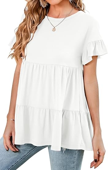 Crazy Grid Women's Casual Ruffle T-shirts