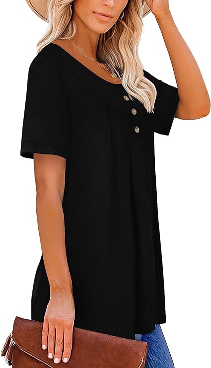 Mystry Zone Womens Henley V Neck Casual Blouse
