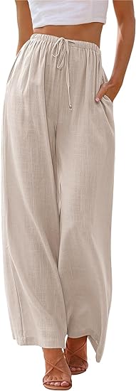 BETTE BOUTIK Women's Linen Summer Palazzo Pants