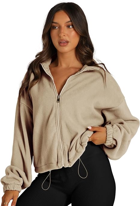 MODARANI Women's Full Zip Fleece Short Jacket