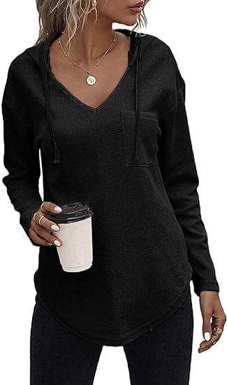 KISSMODA Women's Long Sleeve Drawstring Pullover