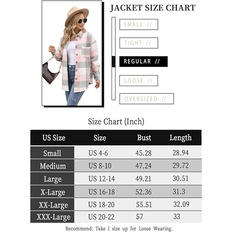 MINGALONDON Women's Brushed Plaid Flannel Button Down Jacket