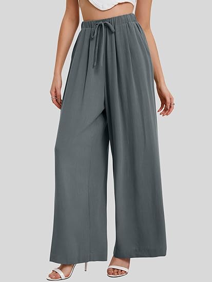 MODARANI Womens Linen Palazzo Pants