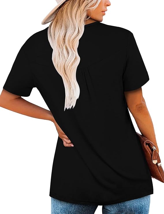 Mystry Zone Womens Henley V Neck Casual Blouse