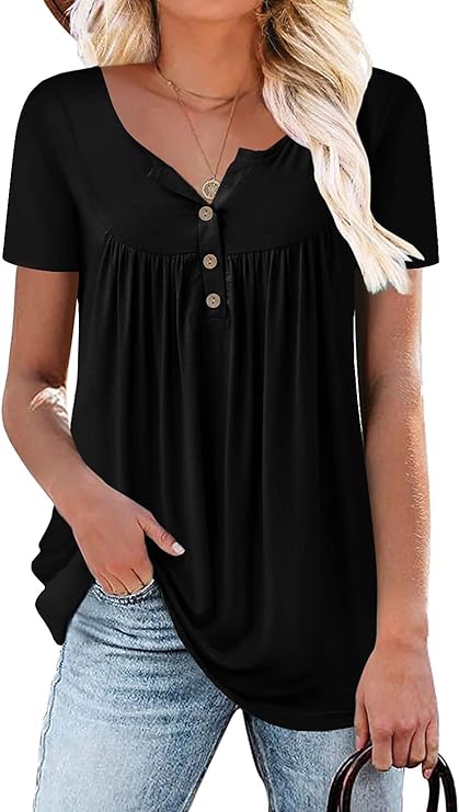 Mystry Zone Womens Henley V Neck Casual Blouse