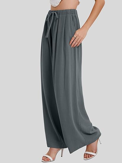 MODARANI Womens Linen Palazzo Pants
