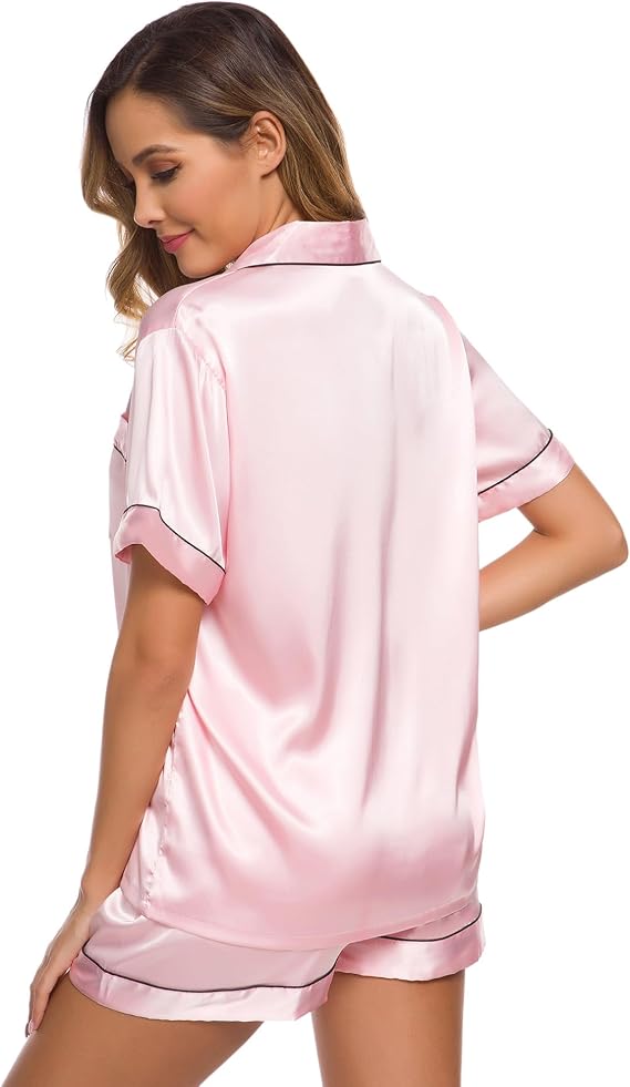 ELF QUEEN Womens Silk Satin Pajamas Set