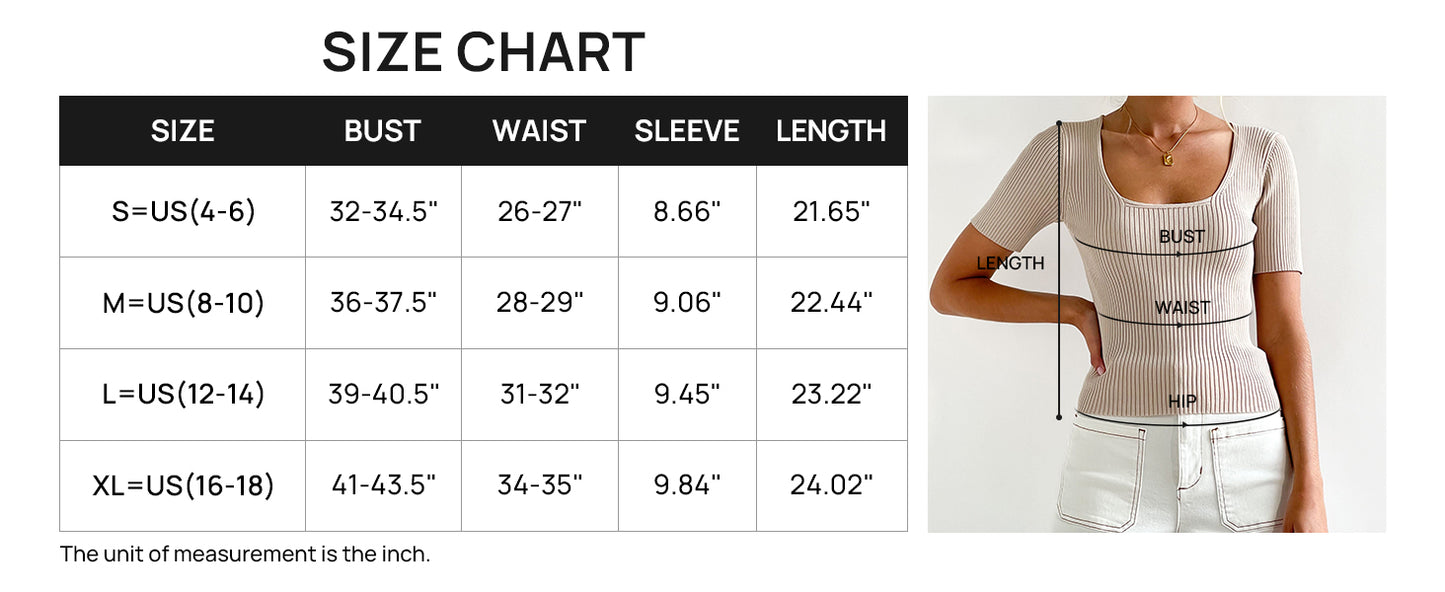 Mystry Zone Women's Short Sleeve Square Neck Knit T Shirts