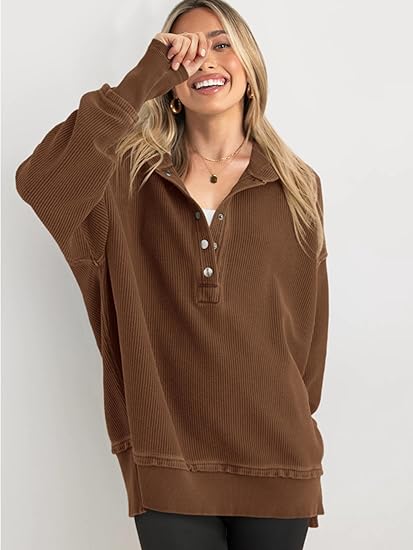 MODARANI Womens Oversized Button Up Hoodie