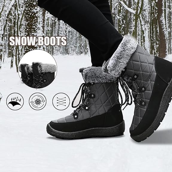 SANMM Mid Calf Winter Boots for Women