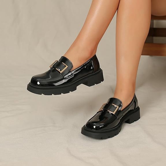 Leisfit Women's Leather Oxford Mary Janes Shoes