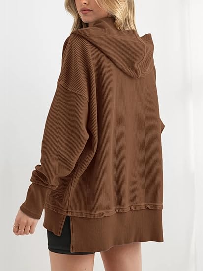 MODARANI Womens Oversized Button Up Hoodie