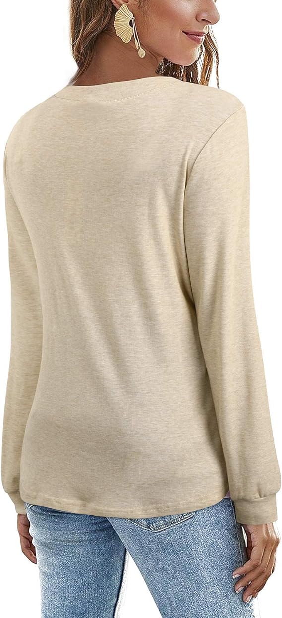 Mystry Zone Women's V Neck Long Sleeve T-Shirts