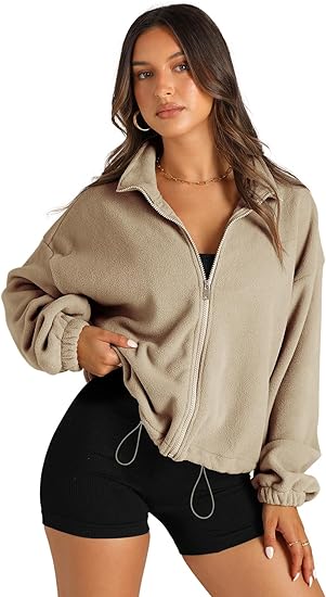MODARANI Women's Full Zip Fleece Short Jacket