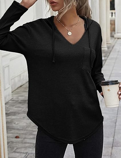 KISSMODA Women's Long Sleeve Drawstring Pullover