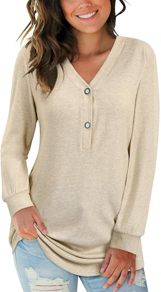 Mystry Zone Women's V Neck Long Sleeve T-Shirts