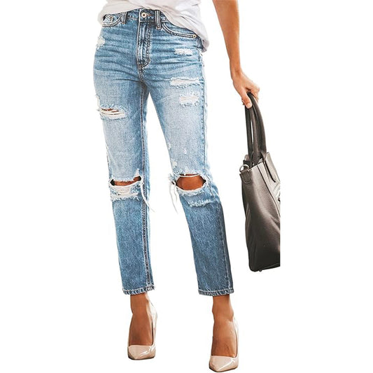 MINGALONDON Women's Ripped Jeans
