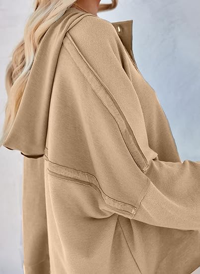 Crazy Grid Women Fall V Neck Button Down Hoodies