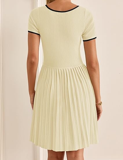 CHICZONE Women's Ribbed Square Neck Dress