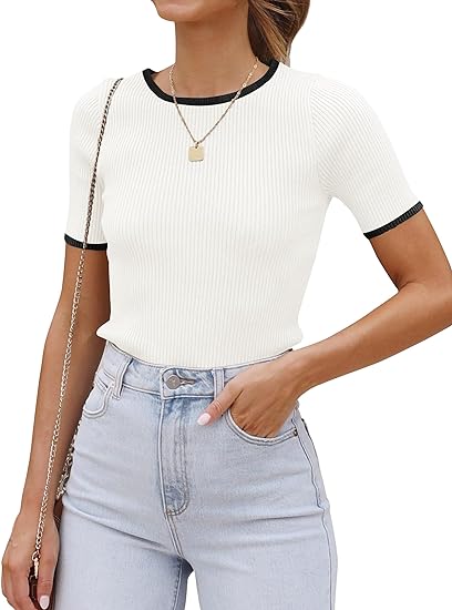 BETTE BOUTIK Women's Short Sleeve Crewneck T Shirt