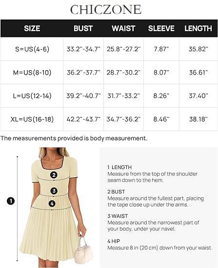 CHICZONE Women's Ribbed Square Neck Dress