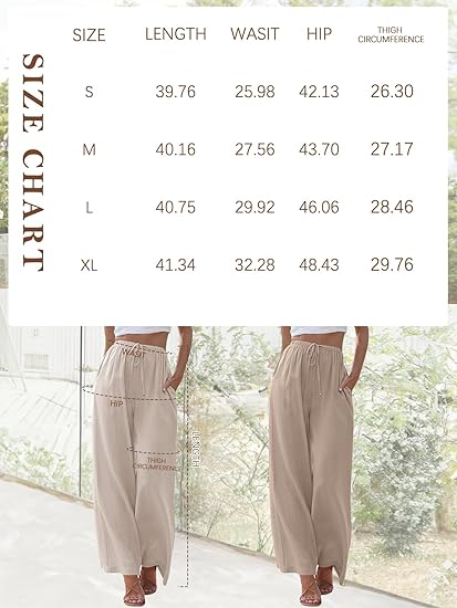 BETTE BOUTIK Women's Linen Summer Palazzo Pants
