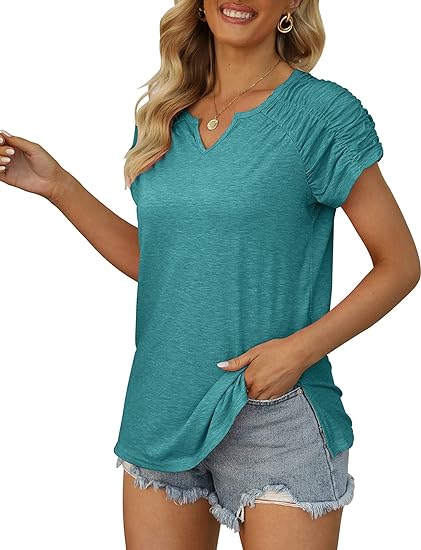 MODARANI Womens Summer V Neck T Shirts