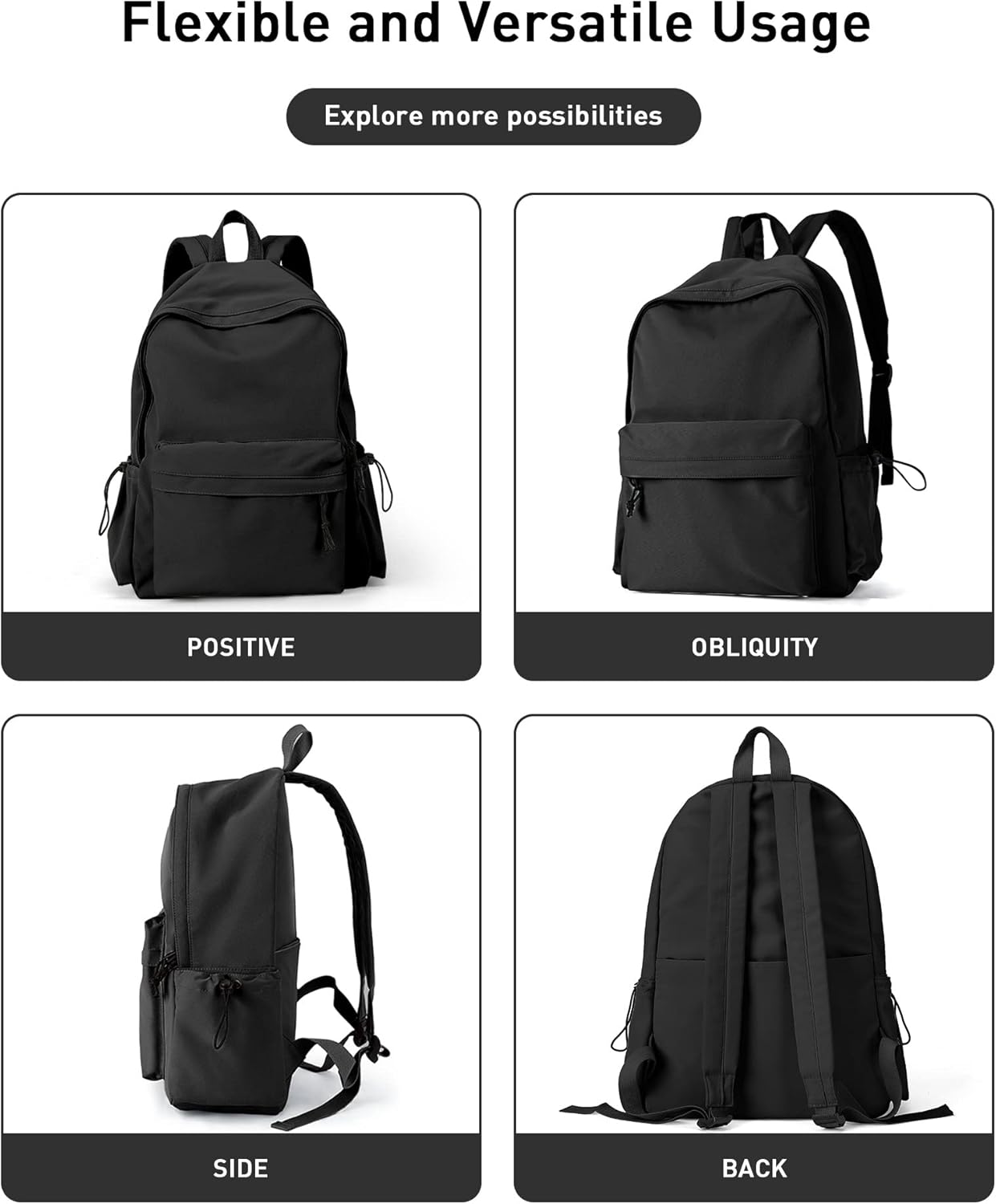 MODARANI Black Backpack for Women Men