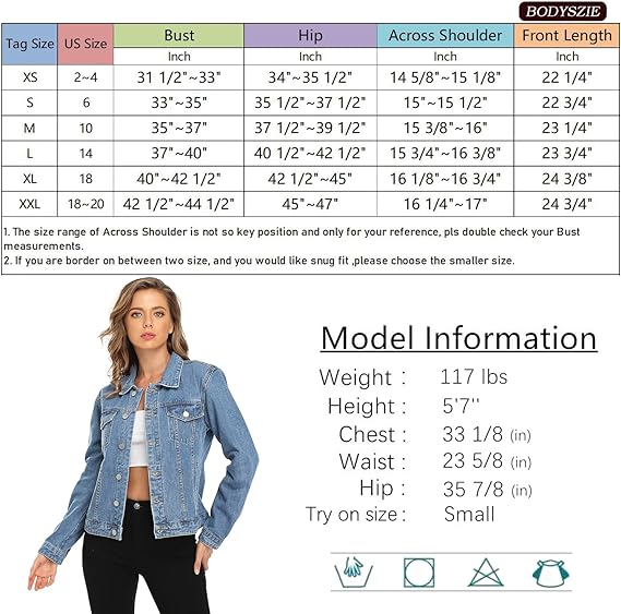 BETTE BOUTIK Women's Denim Jackets Button Up