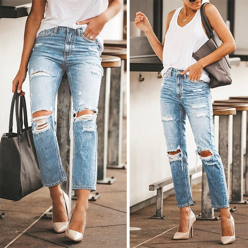 MINGALONDON Women's Ripped Jeans