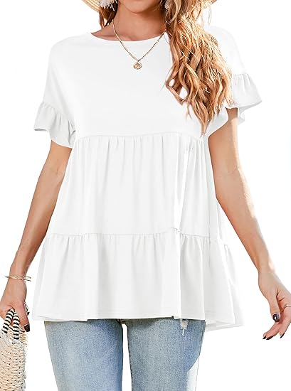 Crazy Grid Women's Casual Ruffle T-shirts