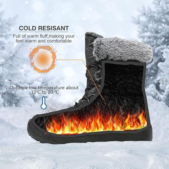 SANMM Mid Calf Winter Boots for Women