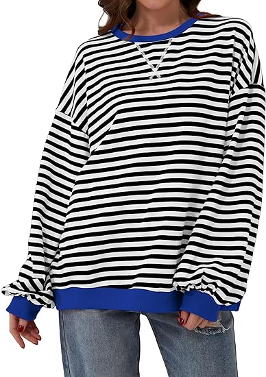 CHICZONE Women Striped Oversized Pullover