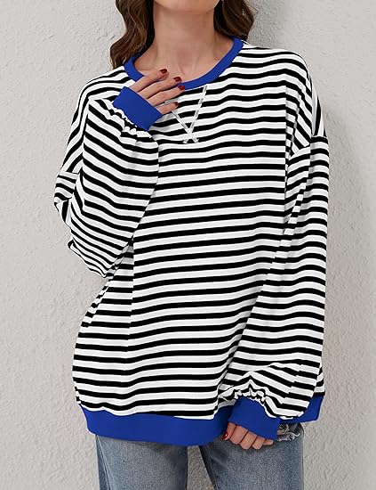 CHICZONE Women Striped Oversized Pullover