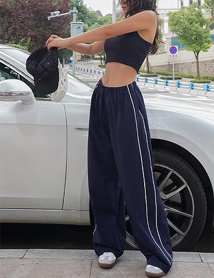 KISSMODA  Womens Wide Leg Sports Pants