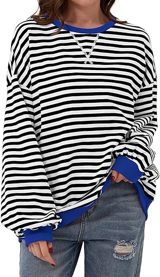 CHICZONE Women Striped Oversized Pullover