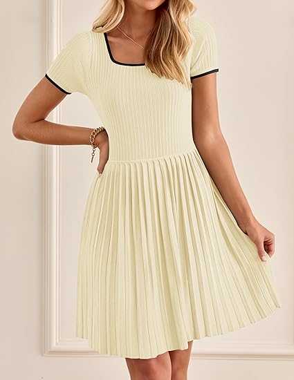 CHICZONE Women's Ribbed Square Neck Dress