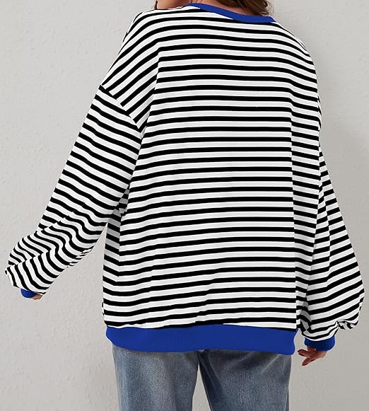 CHICZONE Women Striped Oversized Pullover