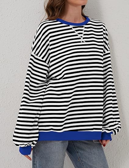 CHICZONE Women Striped Oversized Pullover
