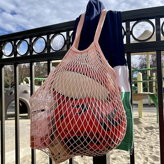 MODARANI Mesh Net Bag with Long Shoulder Handle Bag