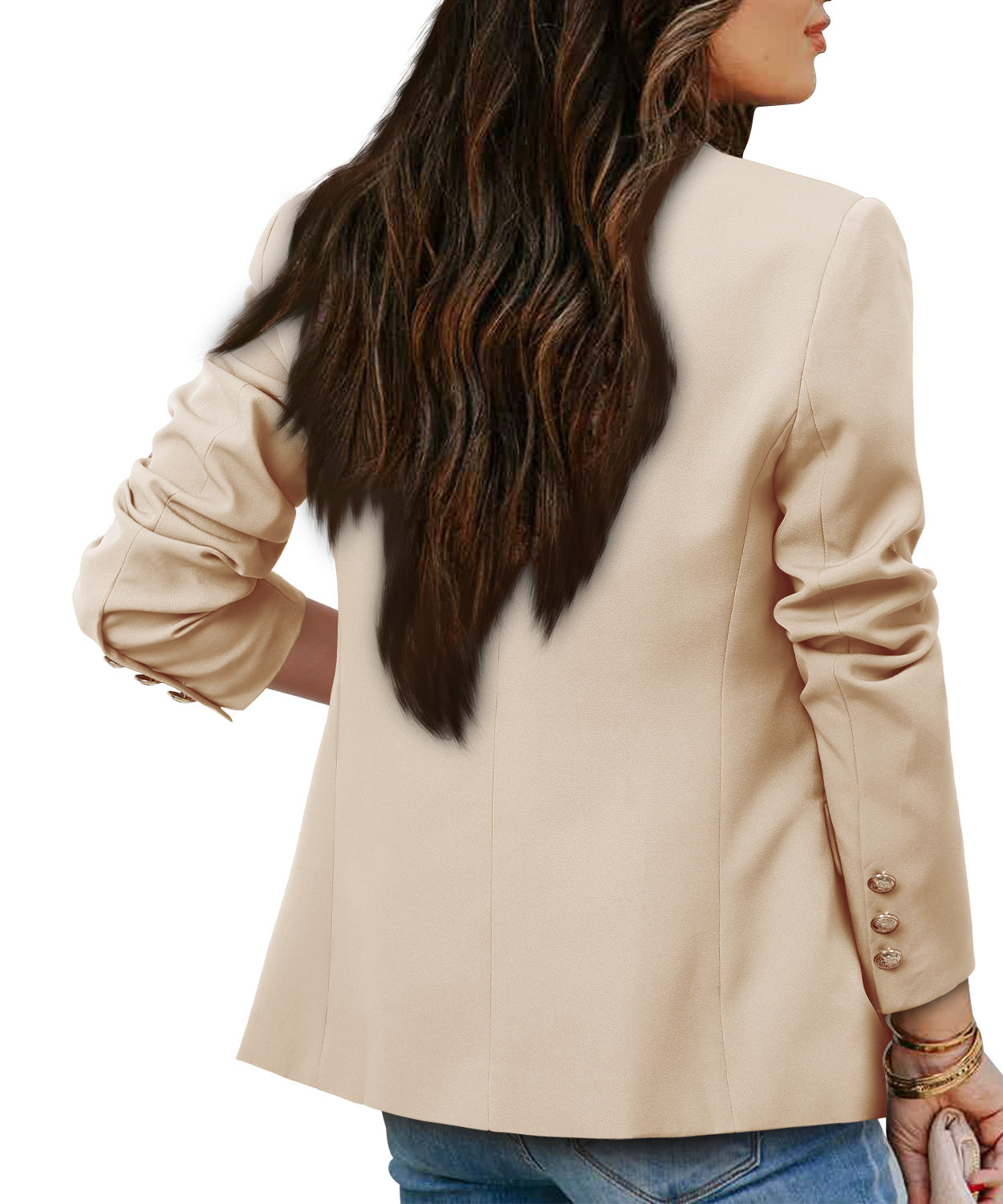 CRAZY GRID Womens Double Breasted Gold Button Business Casual Blazer
