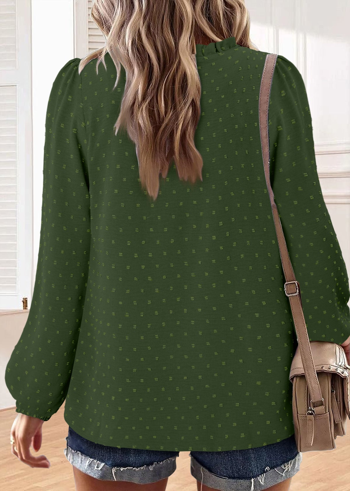 BETTE BOUTIK Womens Boho Fall Fashion Tops Long Sleeve Casual Shirts Flowy Swiss Dot Blouses