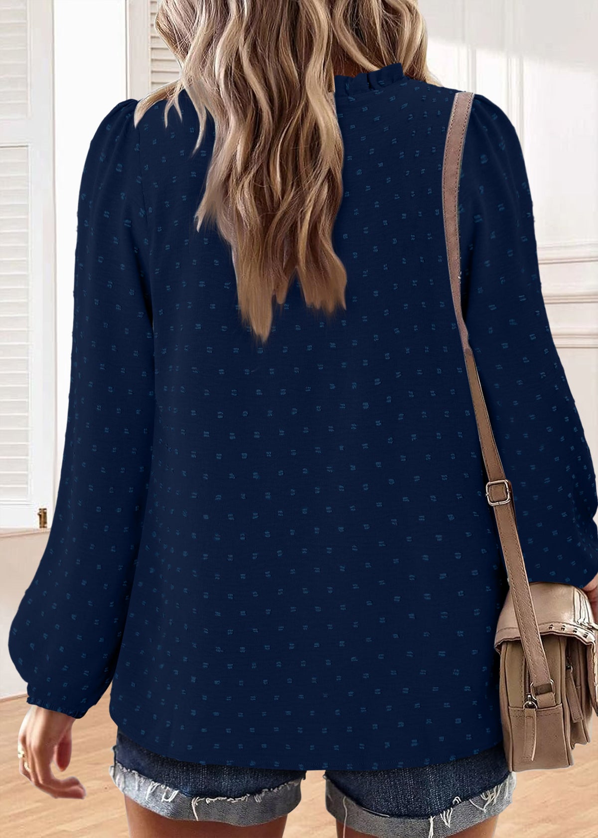BETTE BOUTIK Womens Boho Fall Fashion Tops Long Sleeve Casual Shirts Flowy Swiss Dot Blouses