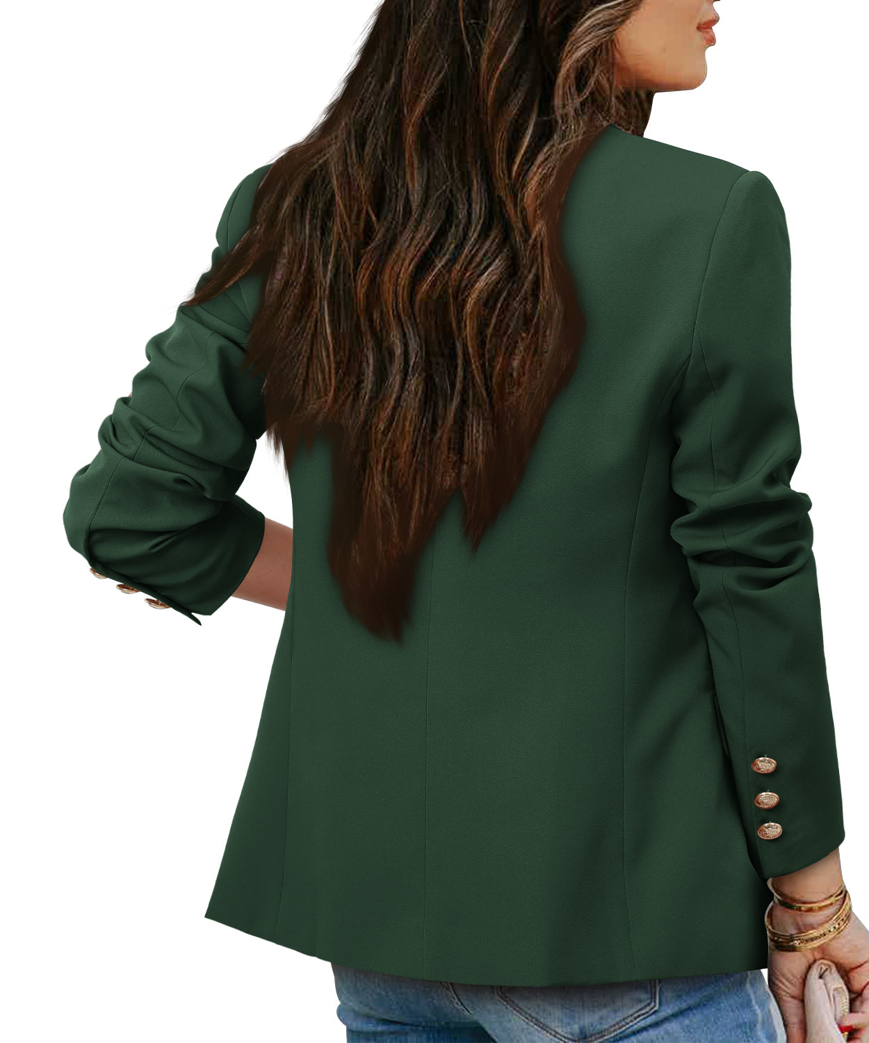 CRAZY GRID Womens Double Breasted Gold Button Business Casual Blazer
