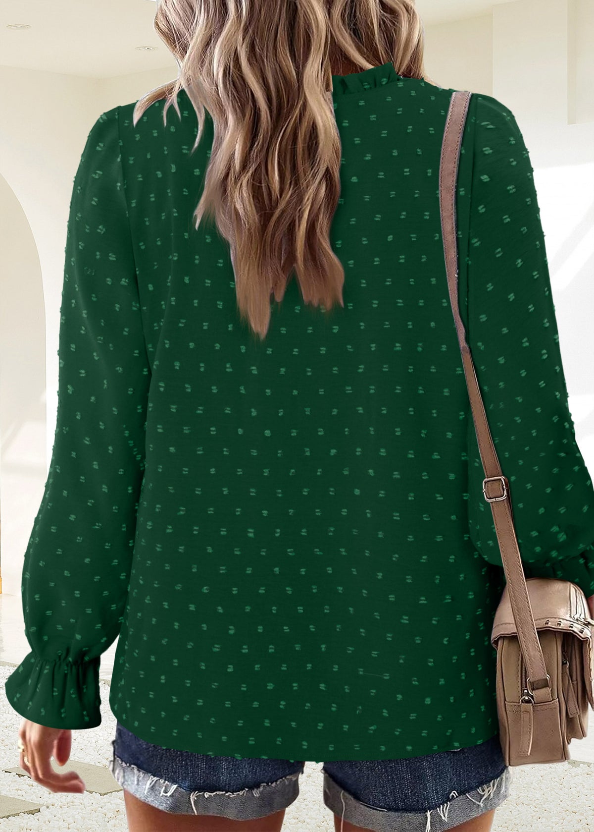 BETTE BOUTIK Womens Boho Fall Fashion Tops Long Sleeve Casual Shirts Flowy Swiss Dot Blouses