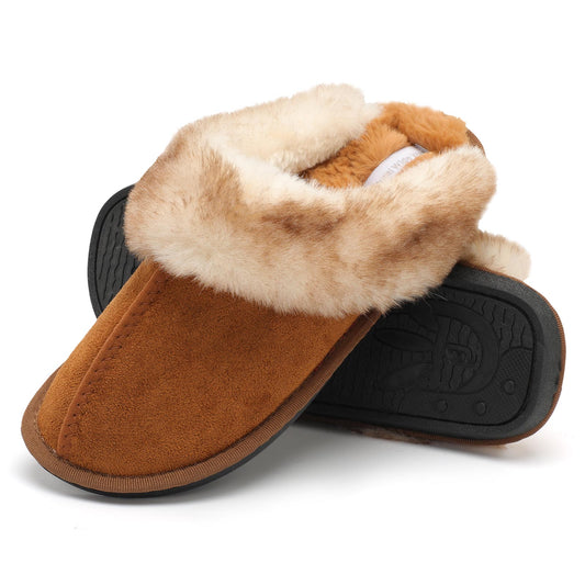 Natural Wide Walk Winter Fuzzy House Slippers