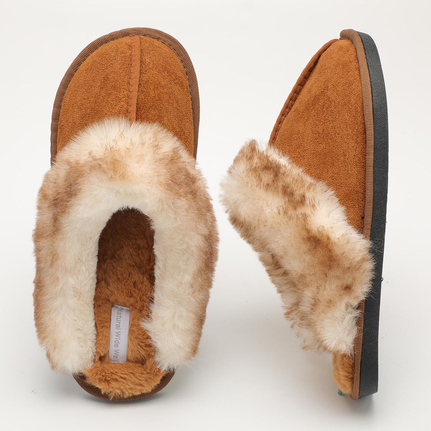 Natural Wide Walk Winter Fuzzy House Slippers
